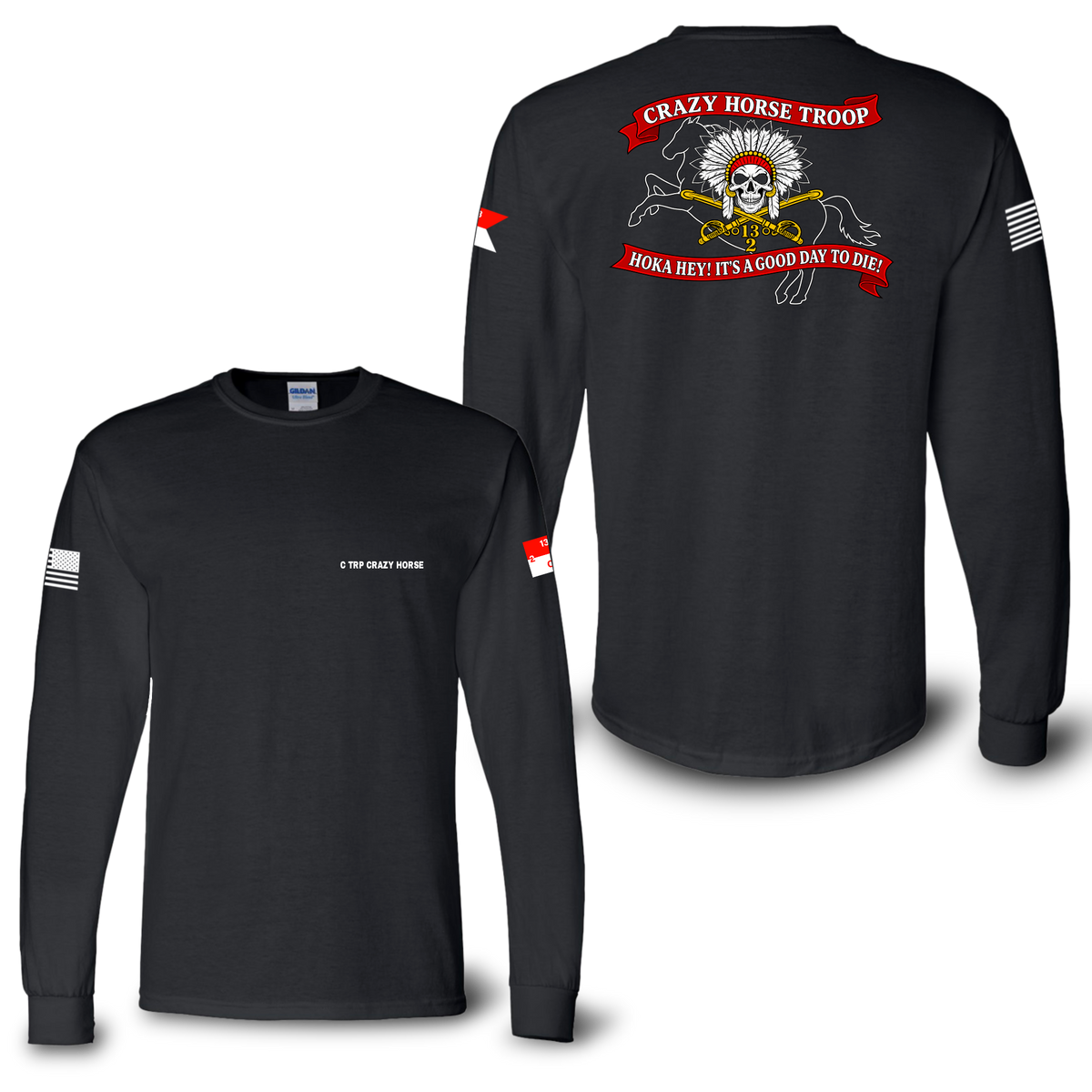 C Troop 2-13 Cav 50/50 Cotton/Polyester Dry Blend Long Sleeve Shirt