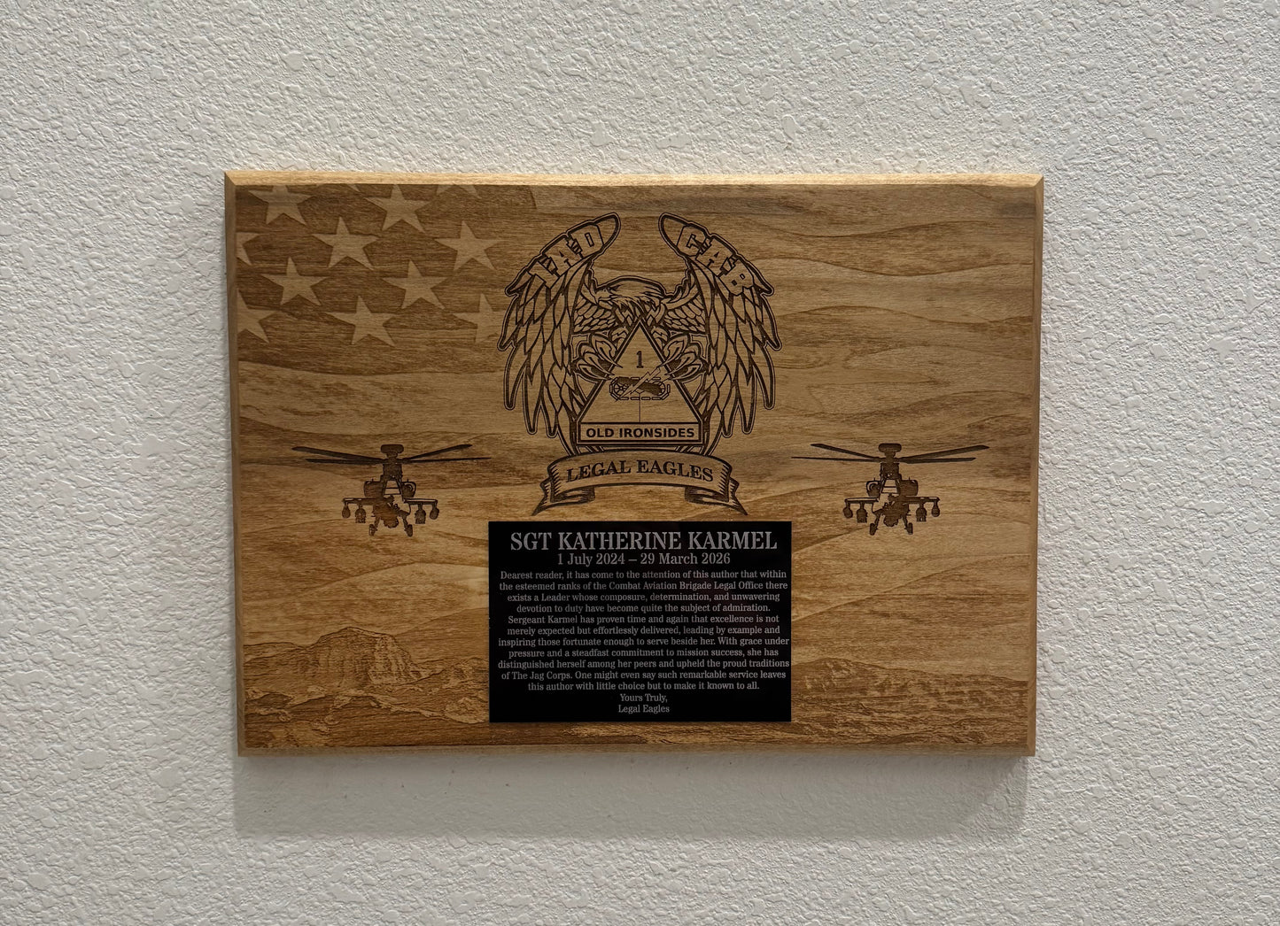 1AD CAB Legal Eagle Plaque